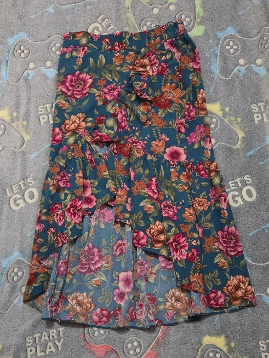 Milk & Honey Dresses & Skirts - Teal Floral High-Low Tiered Skirt